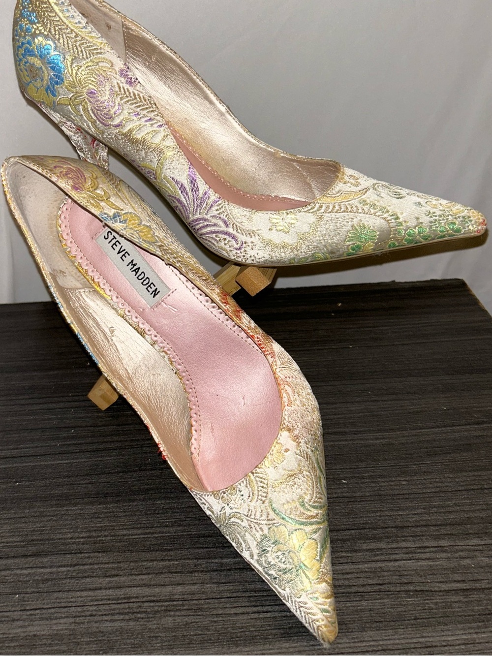 Steve Madden Metallic Floral Brocade Pointed-Toe Pumps - Picture 8 of 8